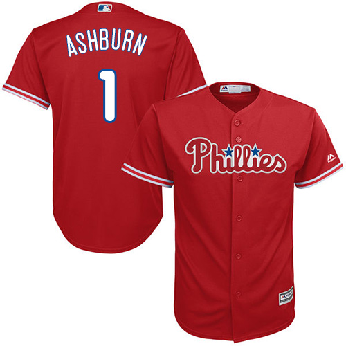 Phillies #1 Richie Ashburn Red Cool Base Stitched Youth MLB Jersey